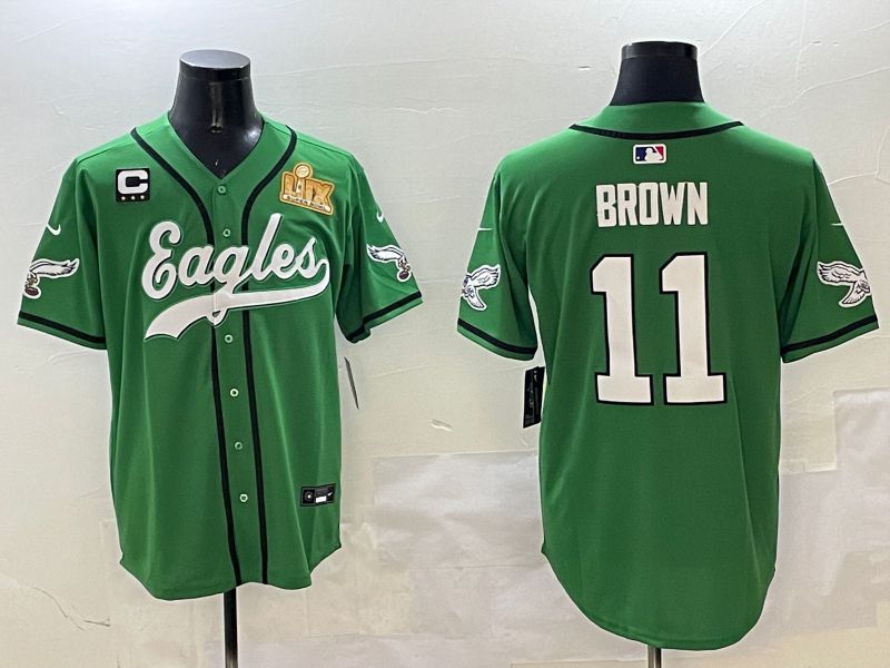 Men Philadelphia Eagles #11 Brown Green three generations Jointly Name 2025 Nike Limited NFL Jersey style 12